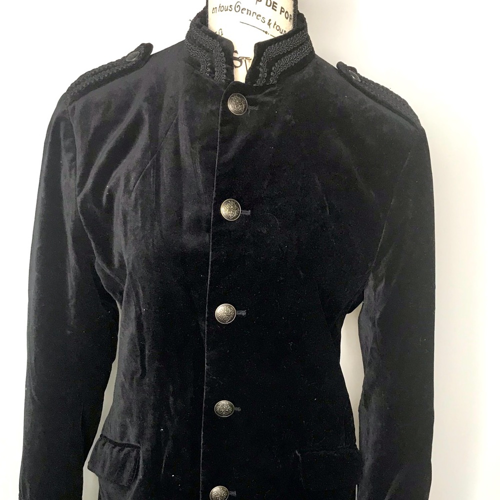 H&M MENS BLACK VELVET MILITARY BLAZER SZ 36R NWOT